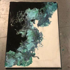 Malicifient Black? Green Acrylic Pour?Canvas